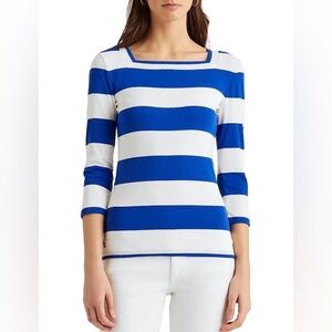 Lauren Ralph Lauren Striped Square Neck Top